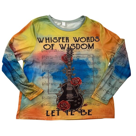 Boutique Tops - Music Graphic Long Sleeve Shirt Size XXL Guitar Rose Art Top Casual Indie